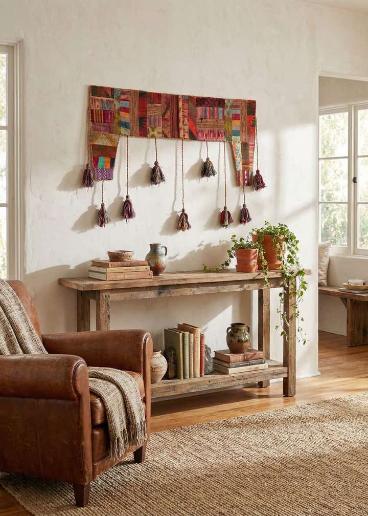 1' 9 x 4' 3 Hand Woven Wall Art Wool Rug