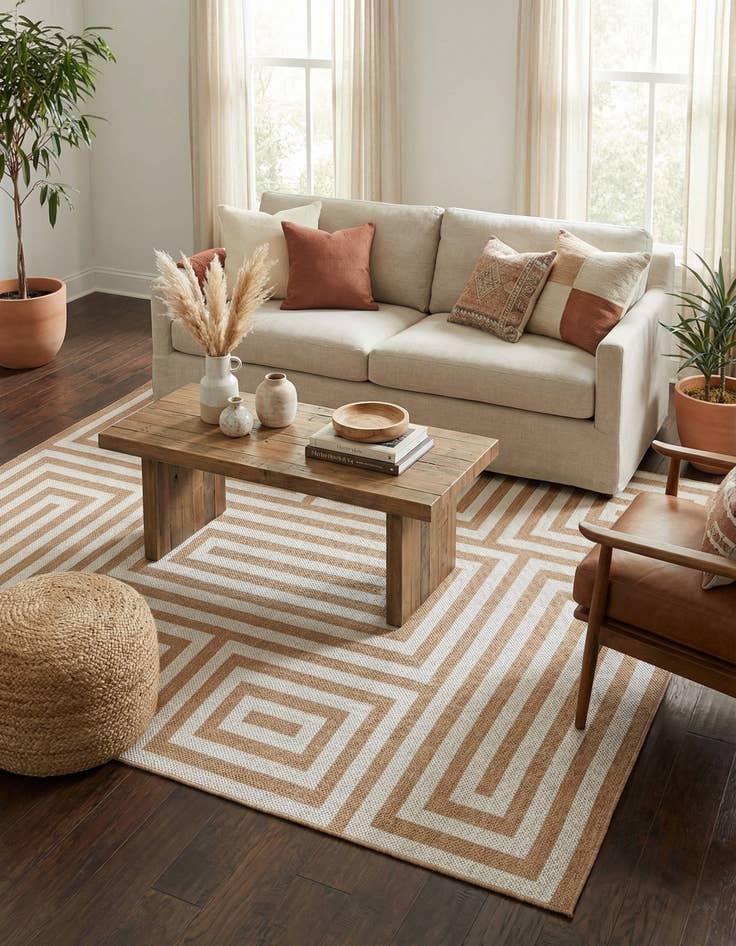 Detail image of  7' 10 x 10'  Washable Modern Indoor / Outdoor Rug