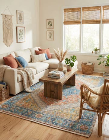 5' 3 x 8' Hand Woven Chenille Jute Rug