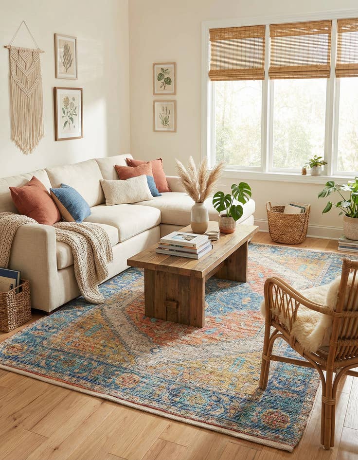 Detail image of 5' 3 x 8'  Hand Woven Chenille Jute Rug