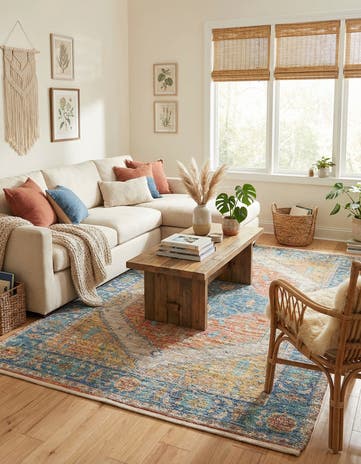 5' 3 x 8' Hand Woven Chenille Jute Rug