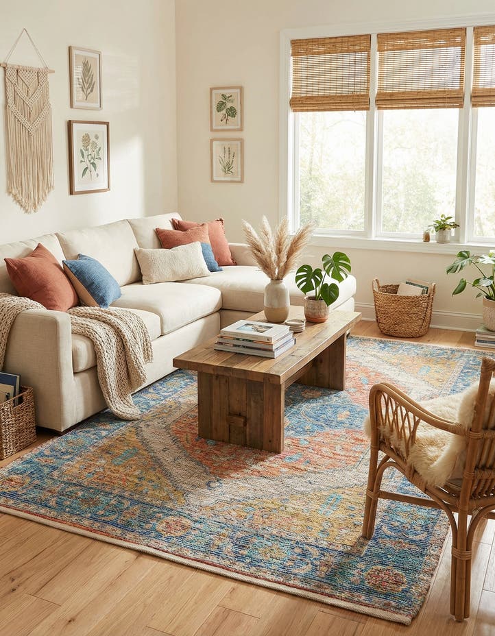 5' 3 x 8' Hand Woven Chenille Jute Rug
