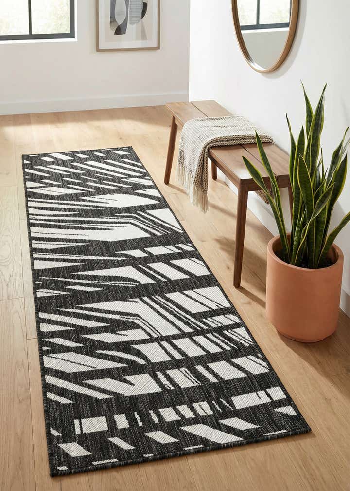 2' x 5' 3 Easy-Clean Modern Indoor / Outdoor Runner Rug