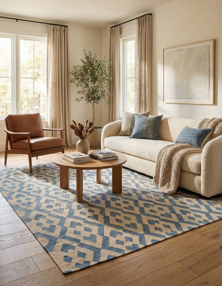 Detail image of 6' 2 x 7' 9  Hand Woven Kilim Modern Wool Rug