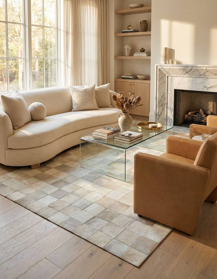 Detail image of 5' x 7' 9 Cowhide Leather Rug