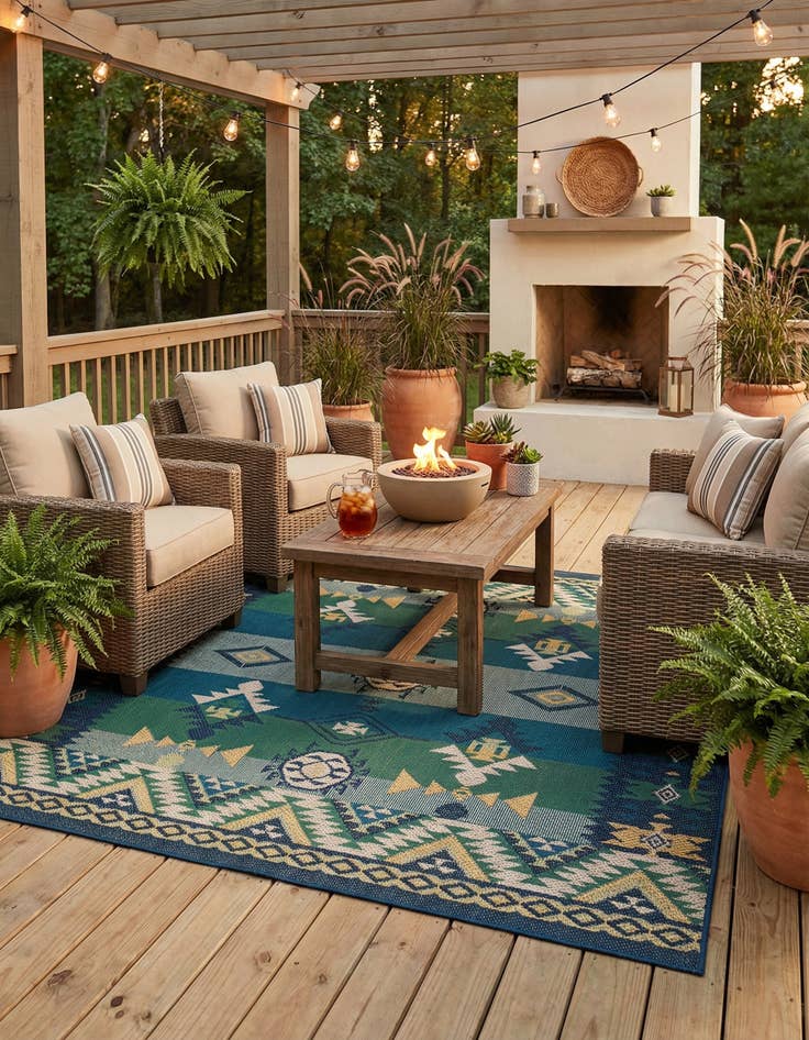Detail image of  7' 10 x 7' 10  Washable Baja Indoor / Outdoor Square Rug