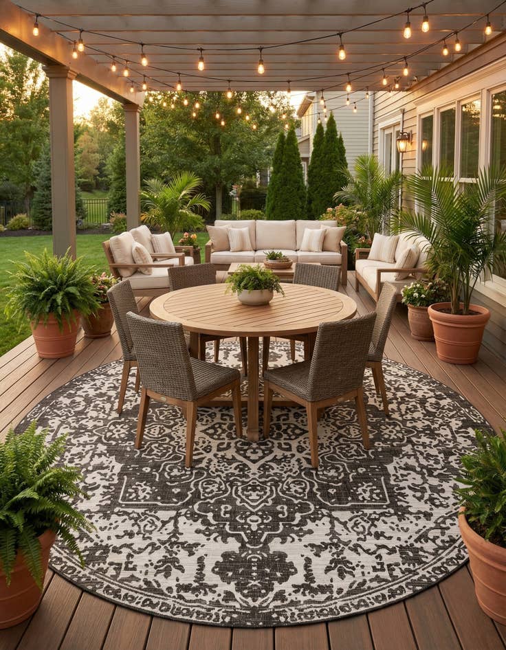 Detail image of 10' 8 x 10' 8  Washable Jill Zarin Dubai Indoor / Outdoor Round Rug