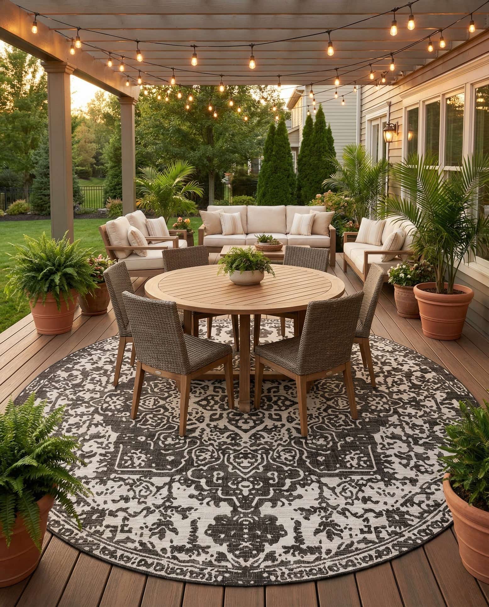 10' 8 x 10' 8 Easy-Clean Jill Zarin Dubai Indoor / Outdoor Round Rug