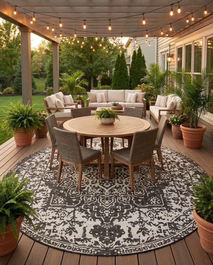 10' 8 x 10' 8 Easy-Clean Jill Zarin Dubai Indoor / Outdoor Round Rug