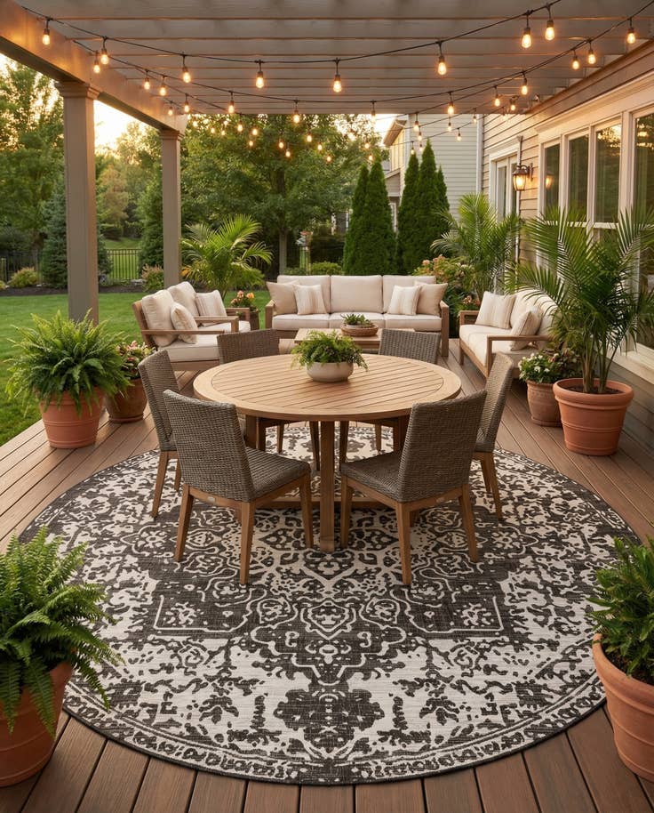 Detail image of 10' 8 x 10' 8 Easy-Clean Jill Zarin Dubai Indoor / Outdoor Round Rug