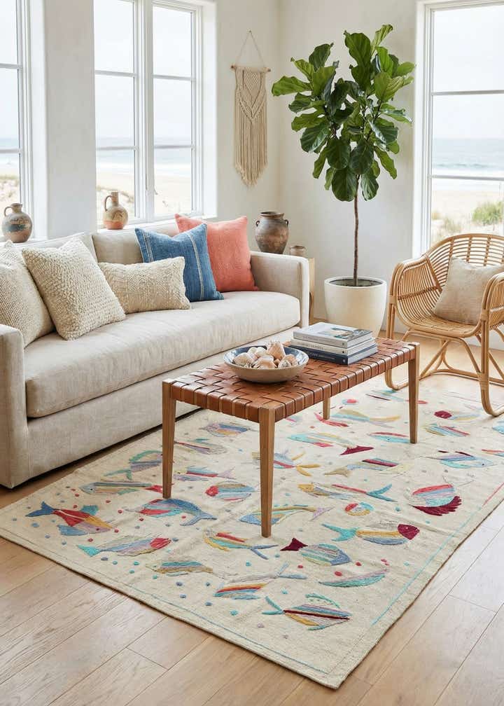 4' 2 x 6' Hand Woven Kilim Suzani Wool Rug