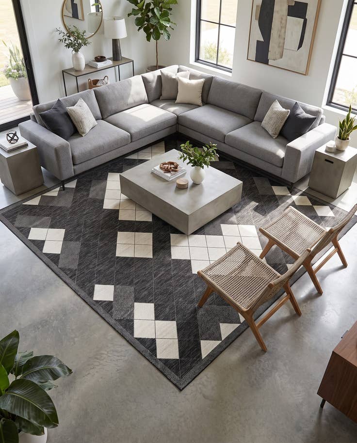 Detail image of 12' x 12' Easy-Clean Modern Indoor / Outdoor Square Rug