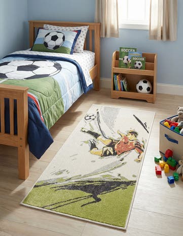 2' 2 x 4' Soccer Player Whimsy Kids Runner Rug