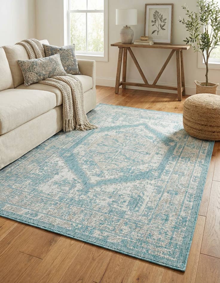 Detail image of 4' x 6'  Washable Traditional Indoor / Outdoor Rug