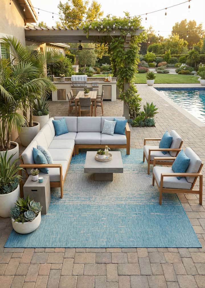 10' 8 x 10' 8 Easy-Clean Modern Indoor / Outdoor Square Rug