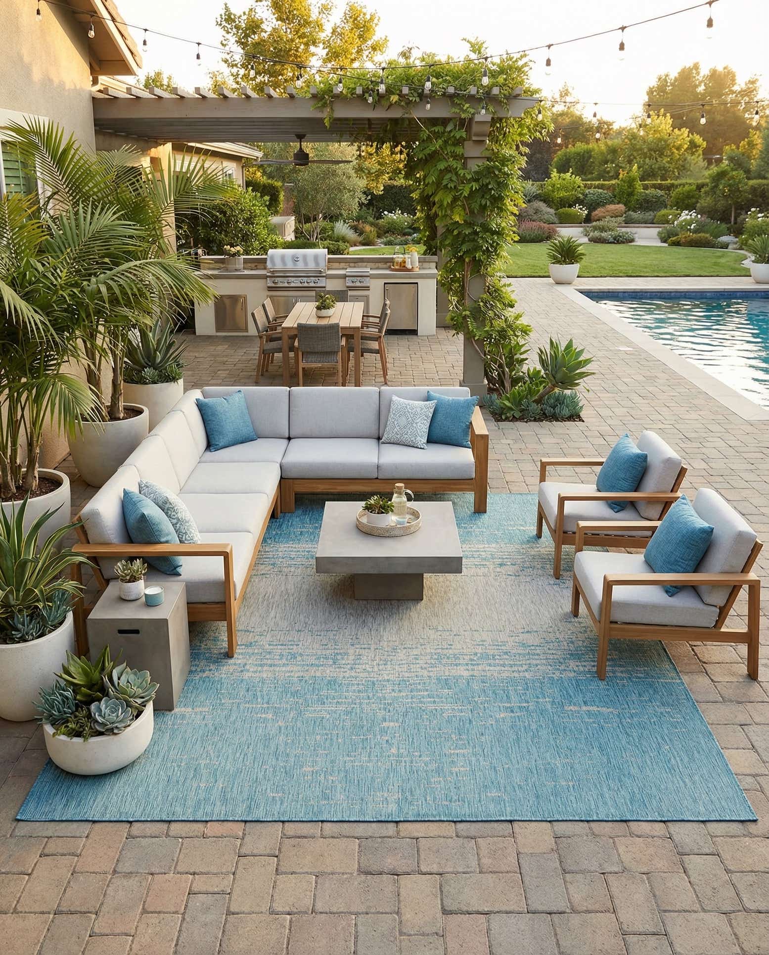 10' 8 x 10' 8 Easy-Clean Modern Indoor / Outdoor Square Rug