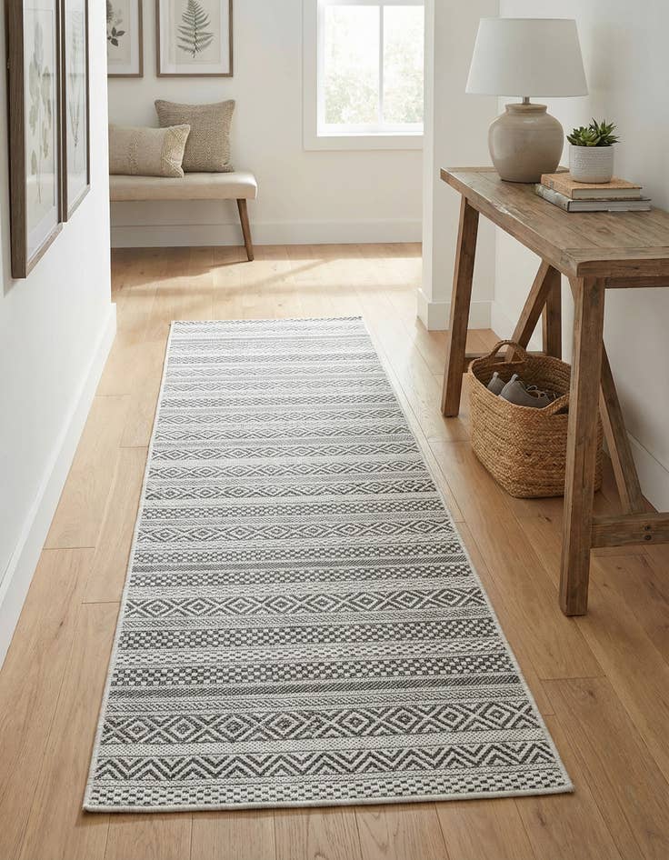 Detail image of 2' x 8'  Washable Striped Indoor / Outdoor Runner Rug