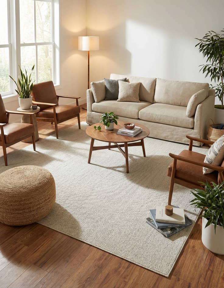 Detail image of 7' 10 x 7' 10 Easy-Clean Solid Indoor / Outdoor Square Rug