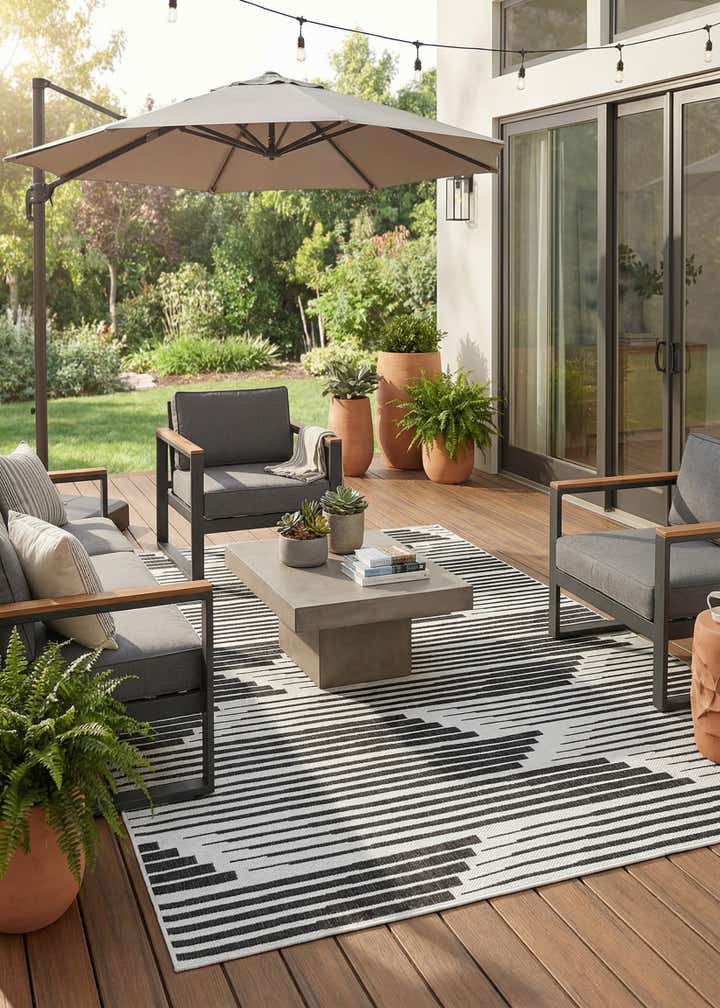7' x 10' Easy-Clean Modern Indoor / Outdoor Rug