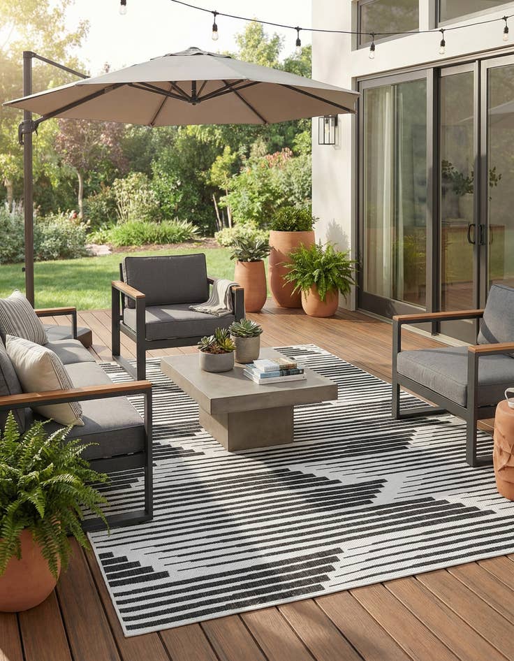 Detail image of 7' x 10' Easy-Clean Modern Indoor / Outdoor Rug