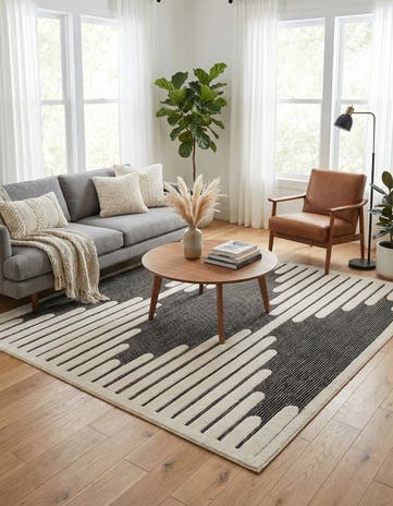 Gray Prismatic Square Rug