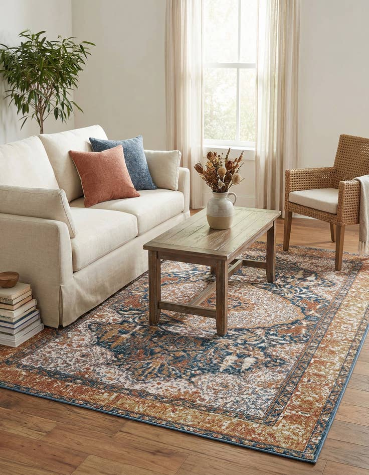 Detail image of 4' x 6'  Washable Traditional Indoor / Outdoor Rug