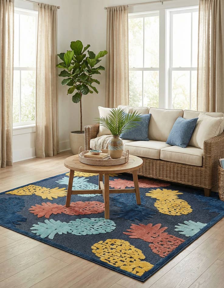 Detail image of 7' 10 x 7' 10  Washable Belize Indoor / Outdoor Square Rug