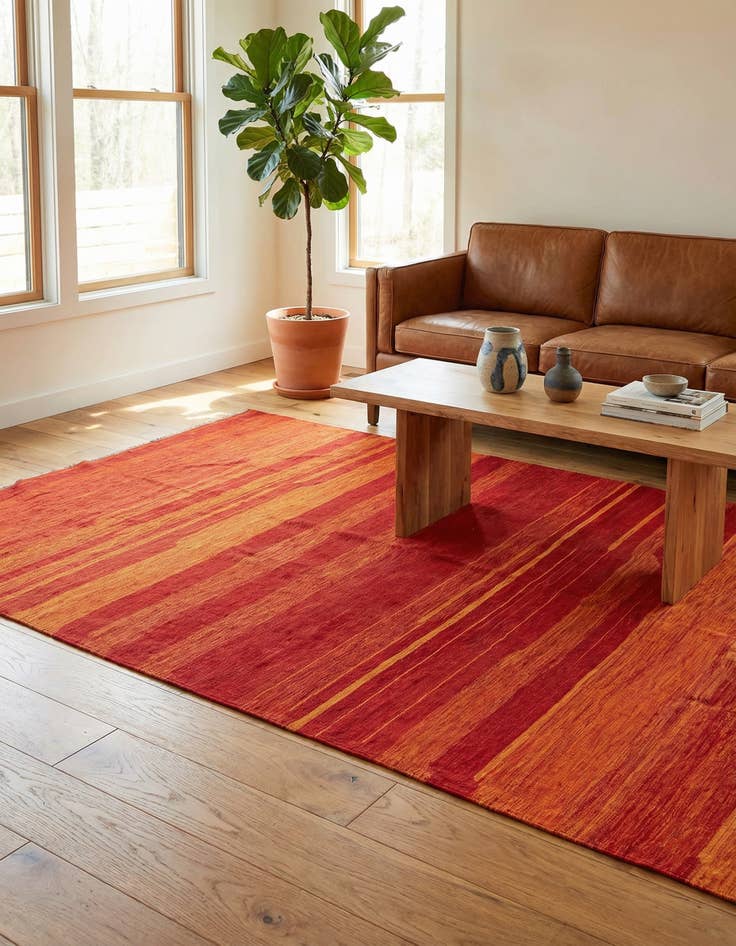 Detail image of 6' 8 x 9' 7  Hand Woven Kilim Modern Wool Rug