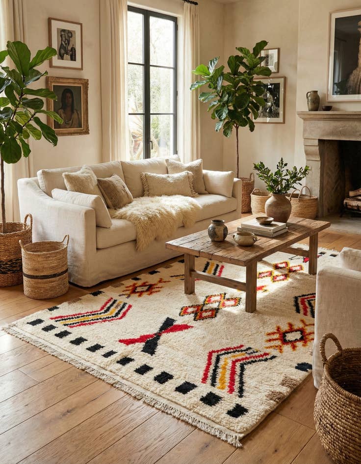 Detail image of 4' 2 x 6' 7  Hand Knotted Moroccan Wool Rug