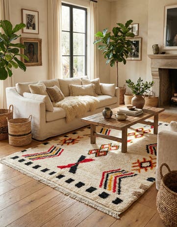 4' 2 x 6' 7 Hand Knotted Moroccan Wool Rug