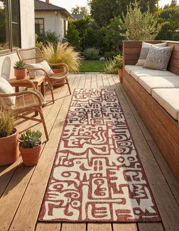 2' 7 x 12' Easy-Clean Modern Indoor / Outdoor Runner Rug