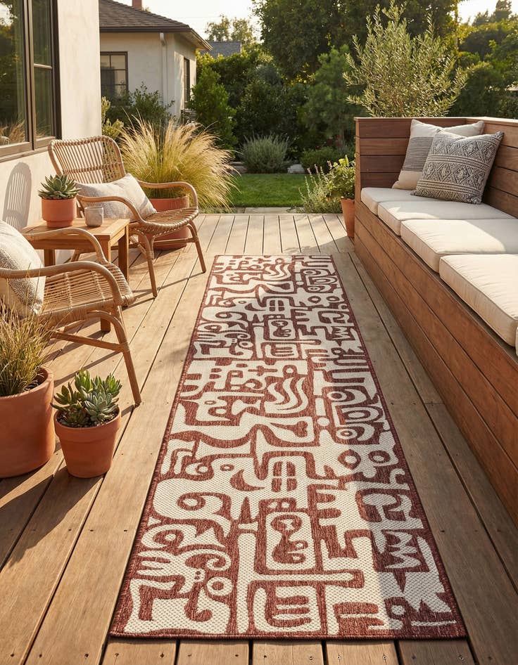 Detail image of 2' 7 x 12' Easy-Clean Modern Indoor / Outdoor Runner Rug