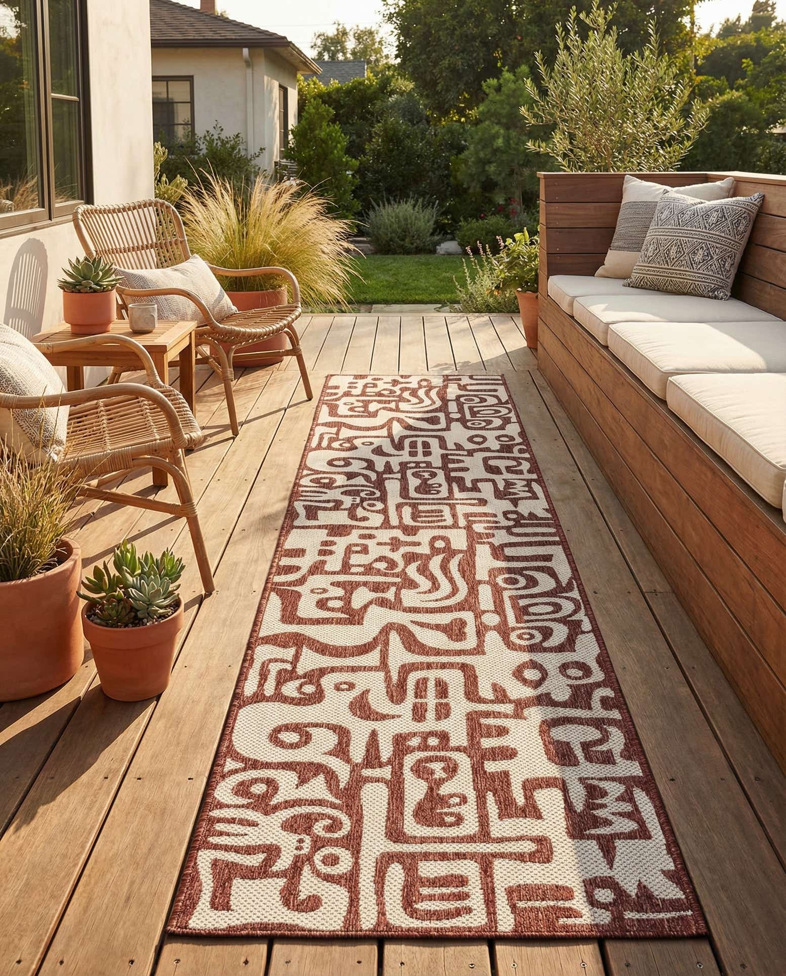 2' 7 x 12' Easy-Clean Modern Indoor / Outdoor Runner Rug