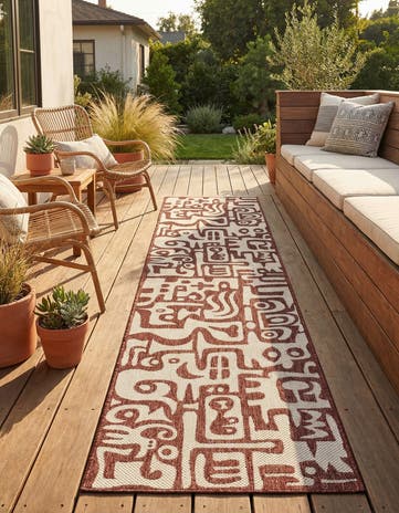 2' 7 x 12' Easy-Clean Modern Indoor / Outdoor Runner Rug