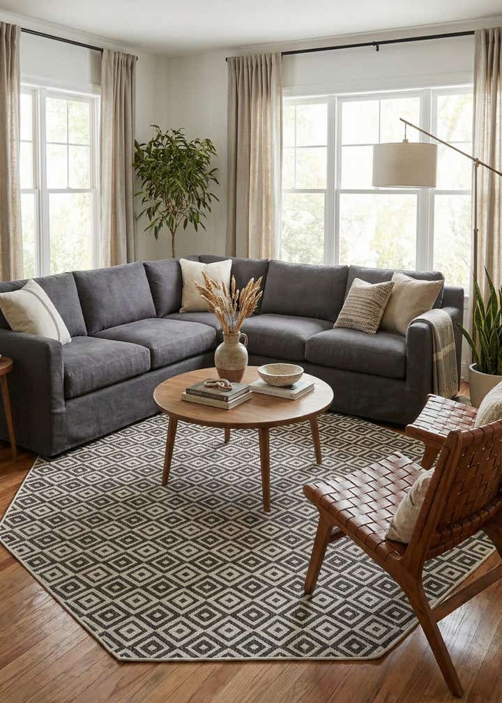 7' 10 x 7' 10 Easy-Clean Jill Zarin Costa Rica Indoor / Outdoor Octagon Rug