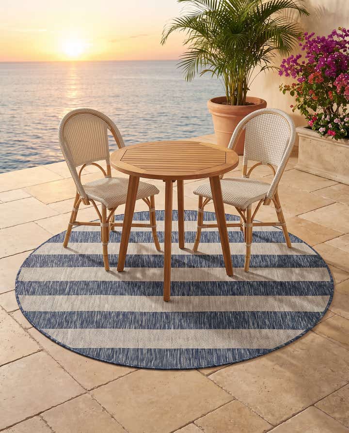 5' 3 x 5' 3 Easy-Clean Ribbon Indoor / Outdoor Round Rug