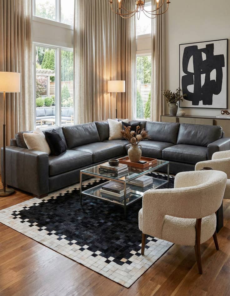 Detail image of 5' 1 x 7' 10 Cowhide Stocks Rug