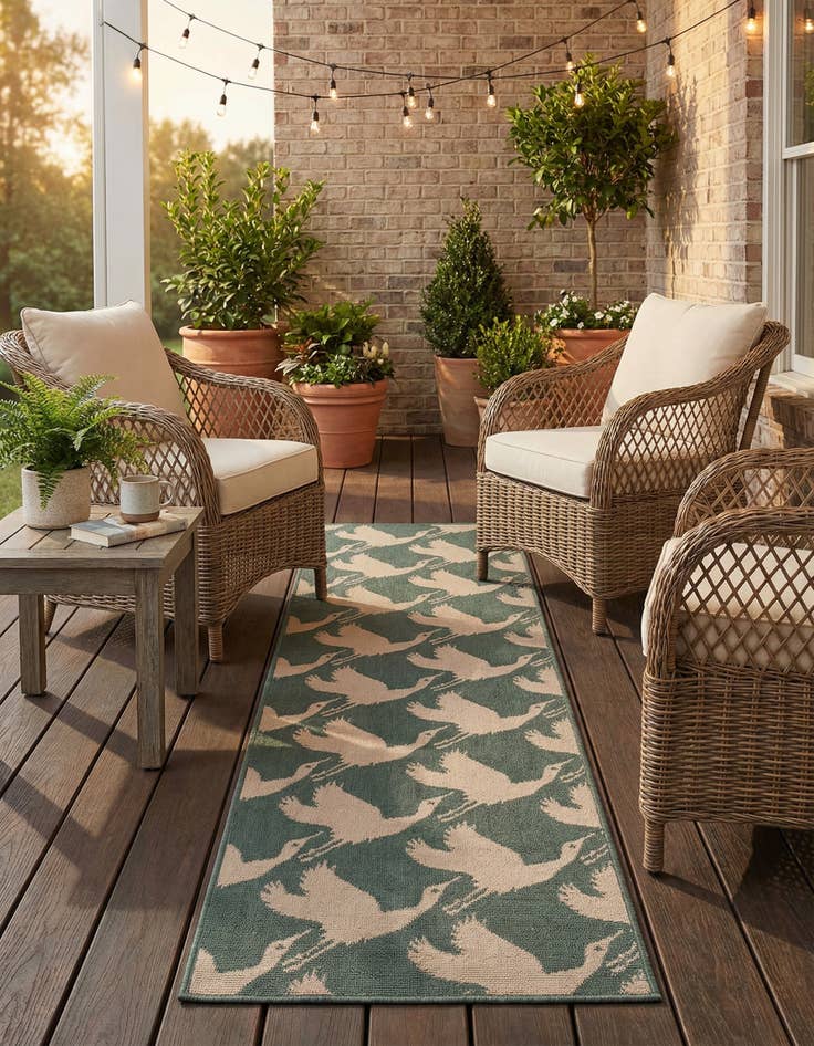 Detail image of 2' x 8'  Washable Coastal Indoor / Outdoor Runner Rug