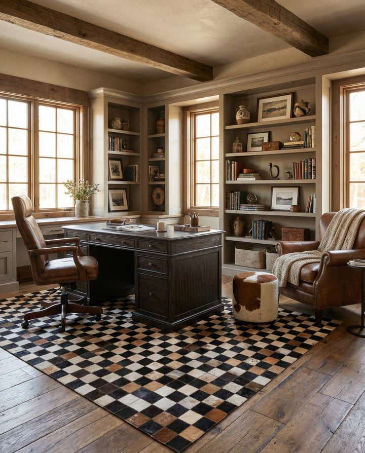 5' x 8' Cowhide Leather Rug