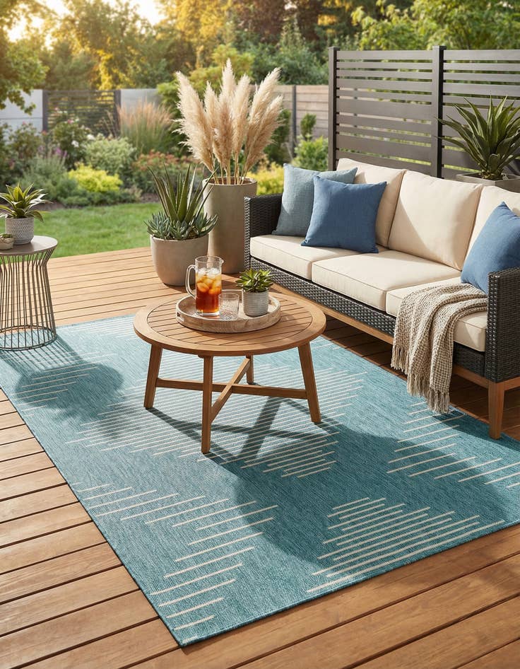 Detail image of 5' 3 x 8'  Washable Modern Indoor / Outdoor Rug