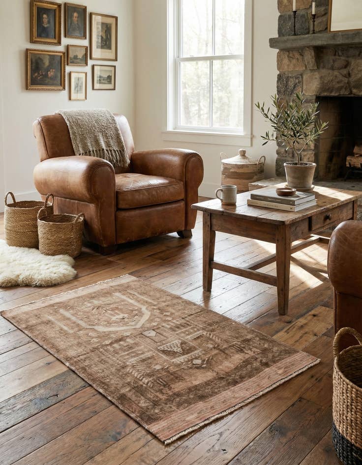 Detail image of  3' 1 x 4' 3  Hand Knotted Ultra Vintage Persian Wool Rug