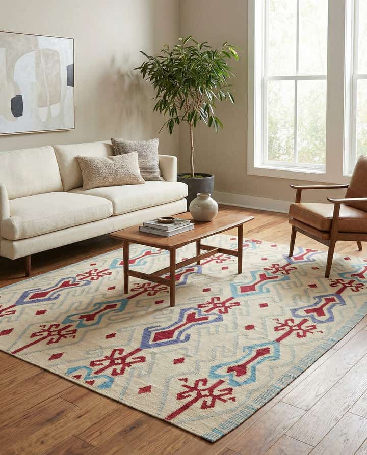 6' x 7' 4 Hand Woven Kilim Modern Wool Rug