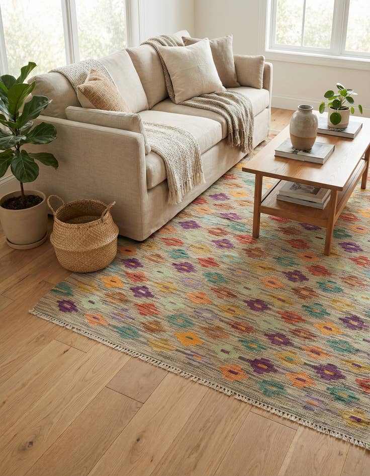 Detail image of 2' 10 x 4' 10  Hand Woven Kilim Modern Wool Rug