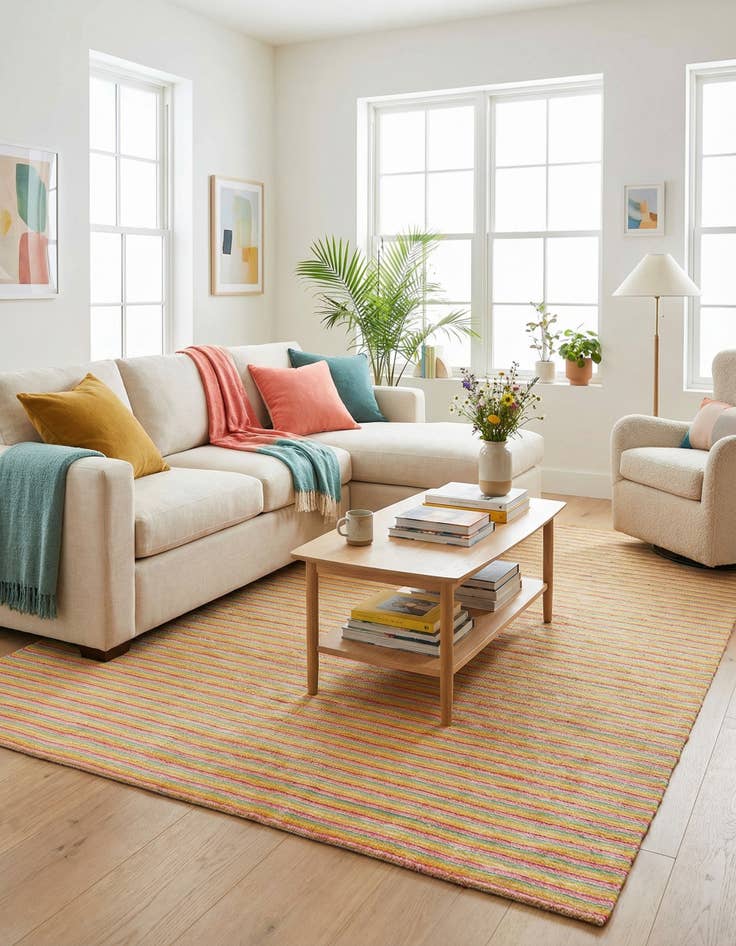 Detail image of  7' 10 x 10'  Hand Woven Happy Rugs Happy Home Wool