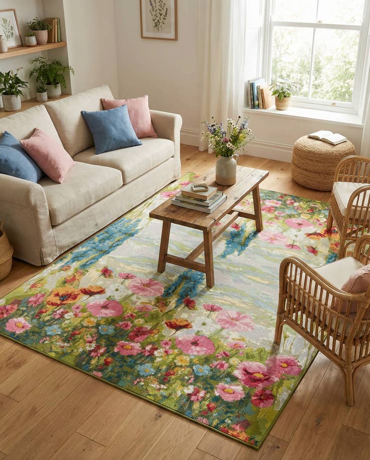 Detail image of 8' x 10' Easy-Clean Botanical Indoor / Outdoor Rug