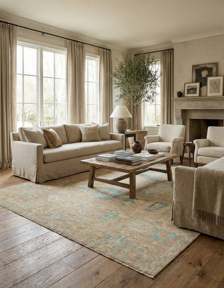 Detail image of 8' 3 x 10' 4  Hand Knotted Oushak Wool Rug