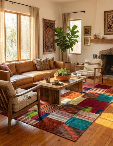 5' 7 x 8' Hand Woven Kilim Patchwork Wool Rug