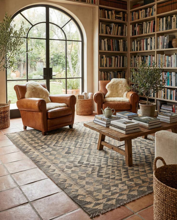 Detail image of 4' 11 x 6' 11 Hand Woven Kilim Maymana Wool Rug