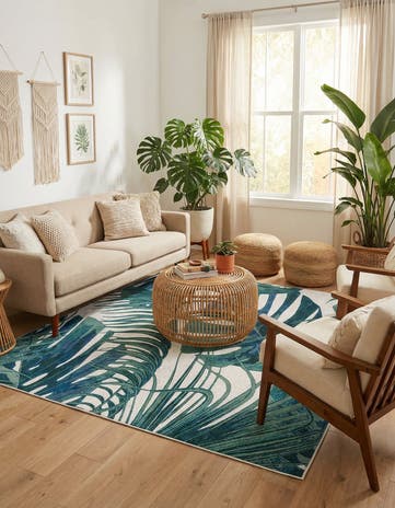 Ivory Blossom Square Rug
