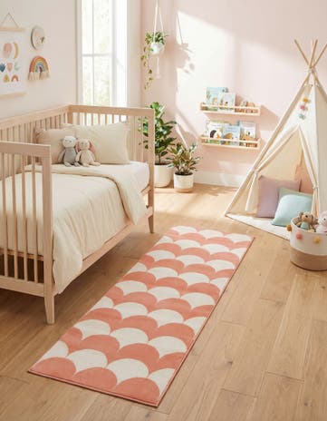 Soft Coral Pink Whimsy Kids Runner Rug